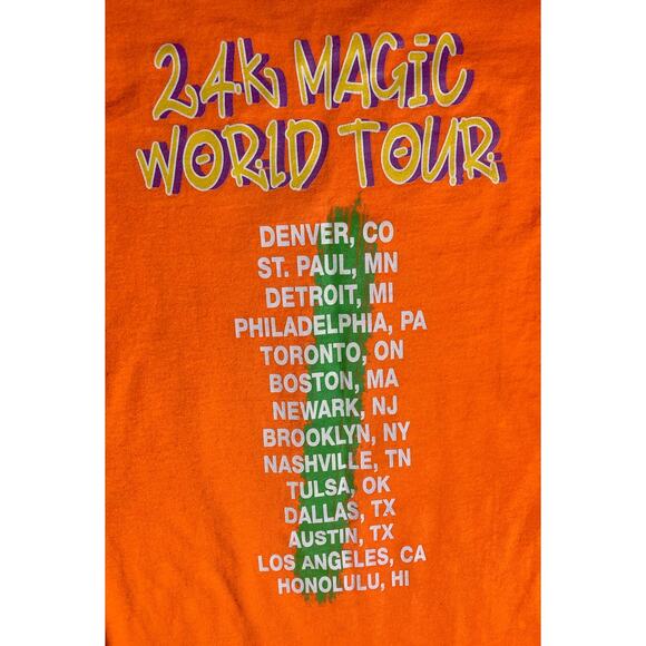 Bruno Mars 2018 24k Magic Tour Long Sleeve Orange Shirt Size Large - Picture 8 of 8